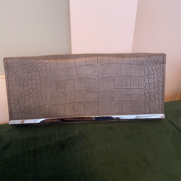 Aldo grey faux croc print clutch - Picture 1 of 5